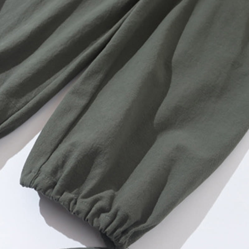 Conjunto de 2 Buddha Stones de traje Tang con diseño de rana y botones, camisa y pantalones con bolsillos, de algodón y lino, para meditación de hombre.