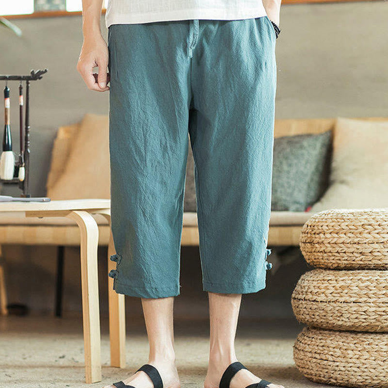 Pantalones harén cortos de algodón con bordado de grullas y Buddha Stones para hombre con bolsillos - image 5