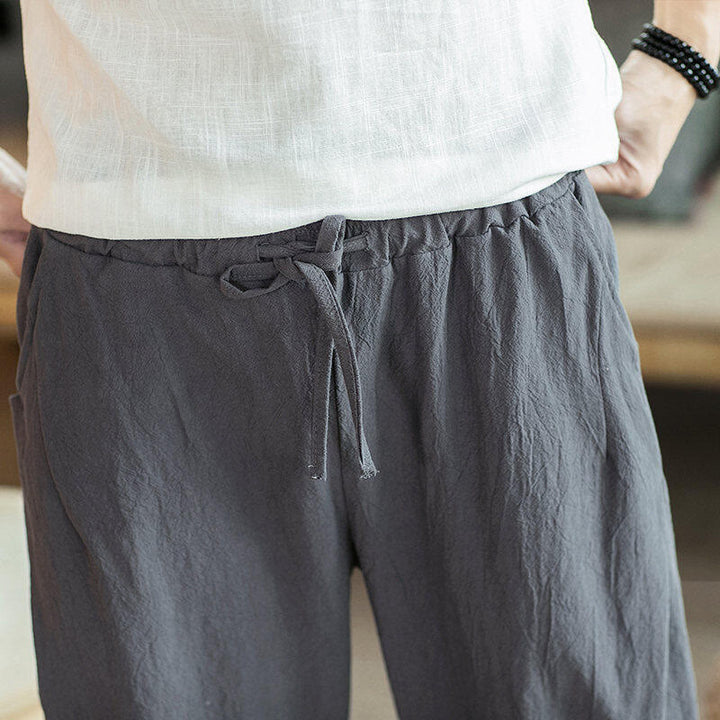 Pantalones harén cortos de algodón con bordado de grullas y Buddha Stones para hombre con bolsillos - image 20