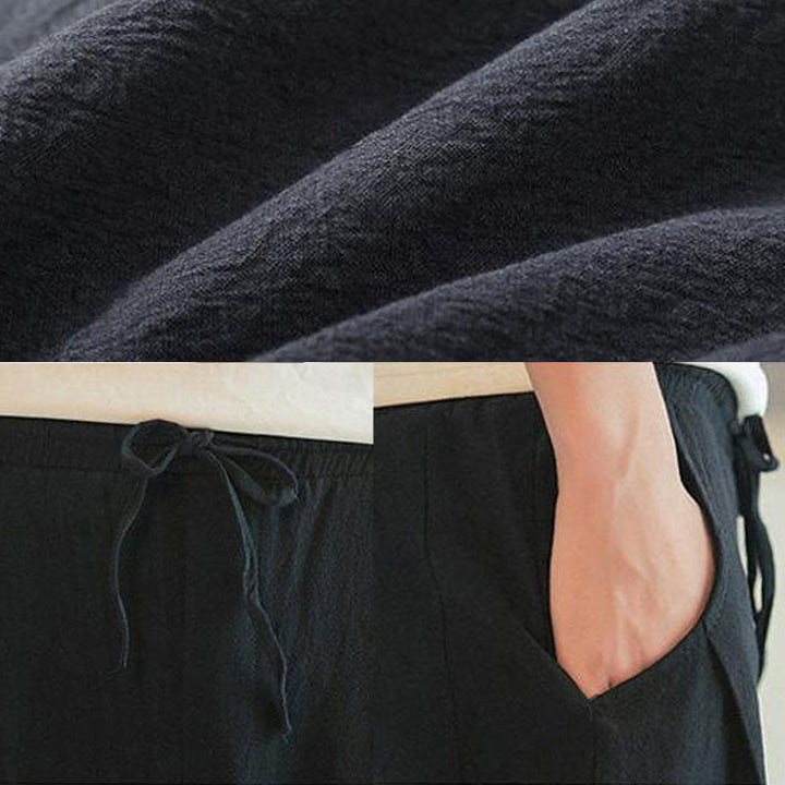 Pantalones harén cortos de algodón con bordado de grullas y Buddha Stones para hombre con bolsillos - image 31