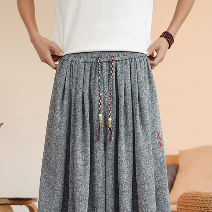 Pantalones harén cortos hasta el tobillo con bordado de personajes de verano de Buddha Stones y cordón ajustable para hombre con bolsillos - image 12
