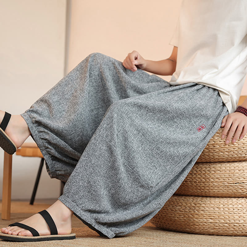 Pantalones harén cortos hasta el tobillo con bordado de personajes de verano de Buddha Stones y cordón ajustable para hombre con bolsillos - image 8