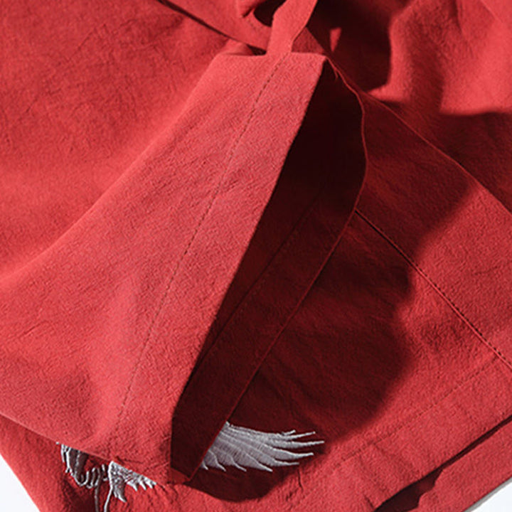 Chaqueta tipo kimono para hombre, de lino y algodón, con bordado de Buddha Stones y grullas blancas voladoras. - image 10