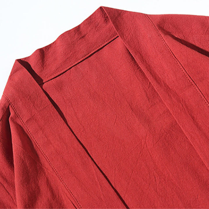 Chaqueta tipo kimono para hombre, de lino y algodón, con bordado de Buddha Stones y grullas blancas voladoras. - image 4