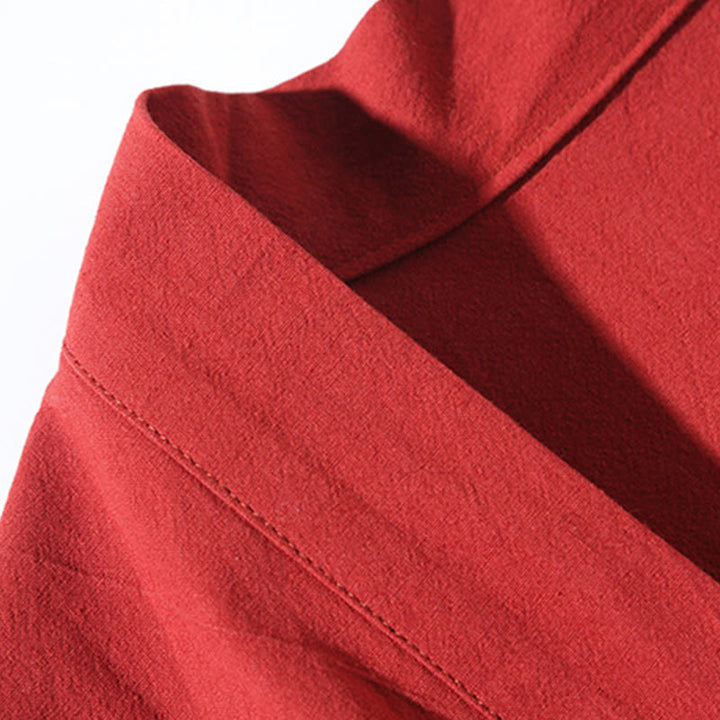 Chaqueta tipo kimono para hombre, de lino y algodón, con bordado de Buddha Stones y grullas blancas voladoras. - image 6