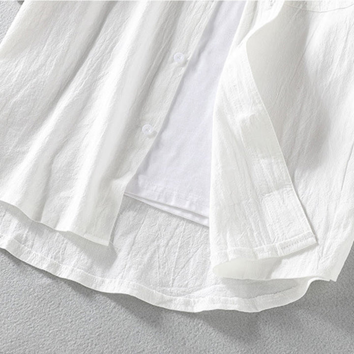 Camisa de lino y algodón de manga corta con botones para hombre, de verano, con estampado de Buddha Stones - image 11