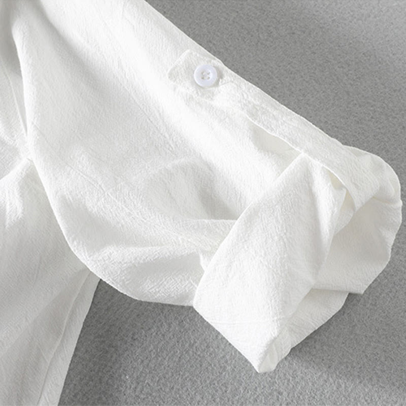 Camisa de lino y algodón de manga corta con botones para hombre, de verano, con estampado de Buddha Stones - image 12