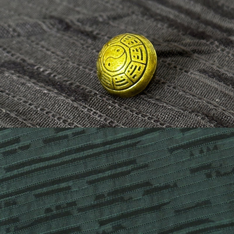 Camisa de lino y algodón de media manga para hombre con diseño de patchwork de verano con Buddha Stones - image 7