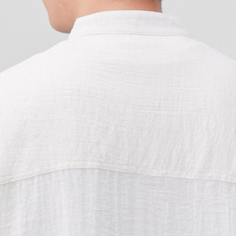 Camisa de media manga para hombre con diseño de botones lisos de verano con Buddha Stones - image 4