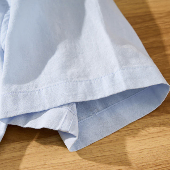 Camisa de algodón de manga corta con botones y estampado de Buddha Stones para hombre, de verano, lisa - image 5