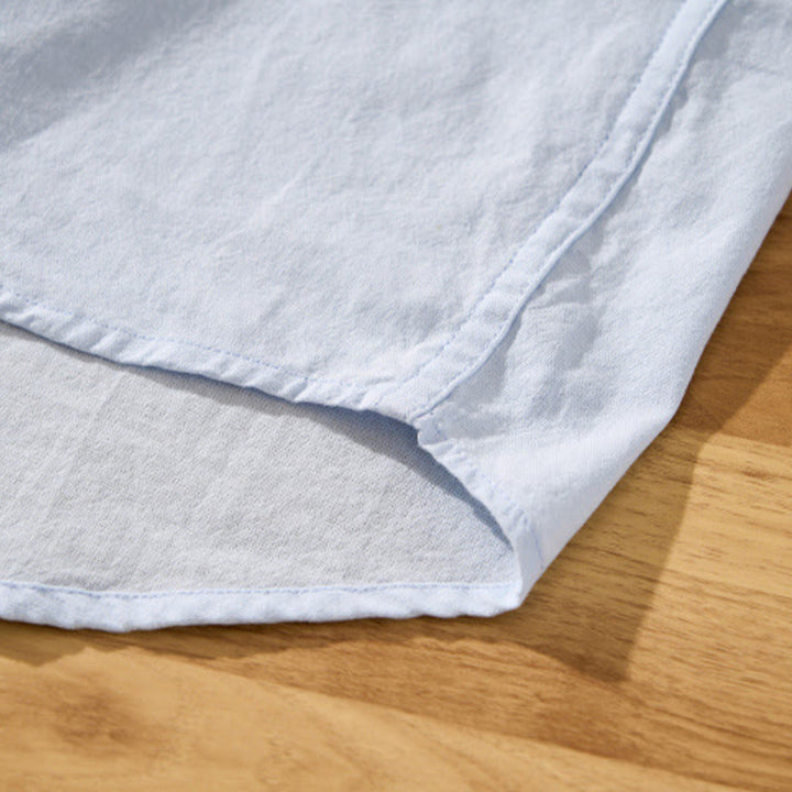 Camisa de algodón de manga corta con botones y estampado de Buddha Stones para hombre, de verano, lisa - image 8