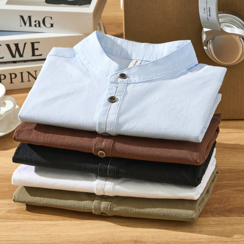 Camisa de algodón de manga corta con botones y estampado de Buddha Stones para hombre, de verano, lisa - image 1