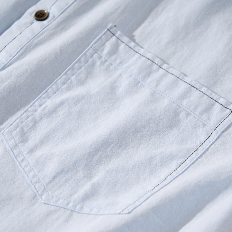 Camisa de algodón de manga corta con botones y estampado de Buddha Stones para hombre, de verano, lisa - image 7