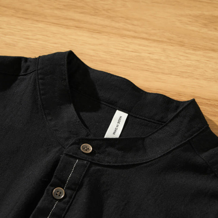 Camisa de algodón de manga corta con botones y estampado de Buddha Stones para hombre, de verano, lisa - image 11