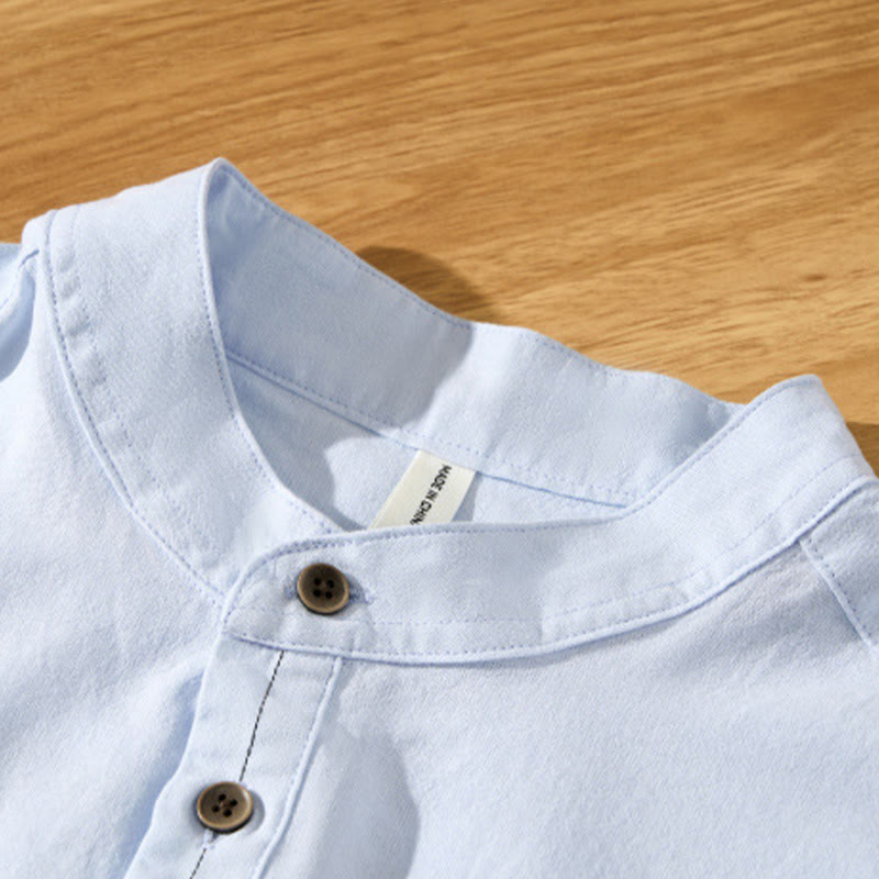 Camisa de algodón de manga corta con botones y estampado de Buddha Stones para hombre, de verano, lisa - image 4