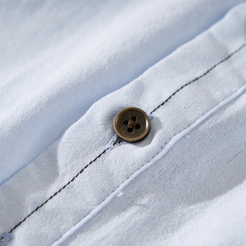 Camisa de algodón de manga corta con botones y estampado de Buddha Stones para hombre, de verano, lisa - image 6