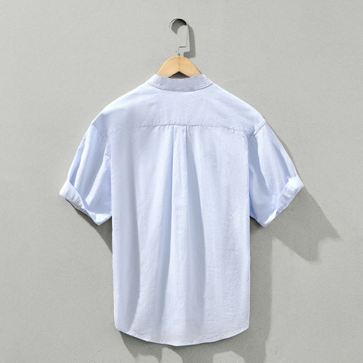 Camisa de algodón de manga corta con botones y estampado de Buddha Stones para hombre, de verano, lisa - image 2