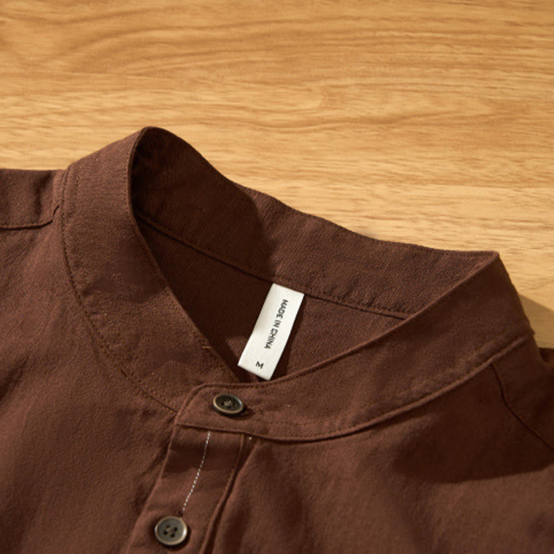 Camisa de algodón de manga corta con botones y estampado de Buddha Stones para hombre, de verano, lisa - image 22