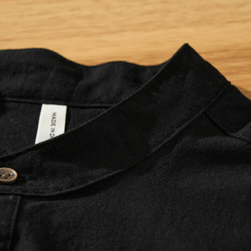 Camisa de algodón de manga corta con botones y estampado de Buddha Stones para hombre, de verano, lisa - image 14