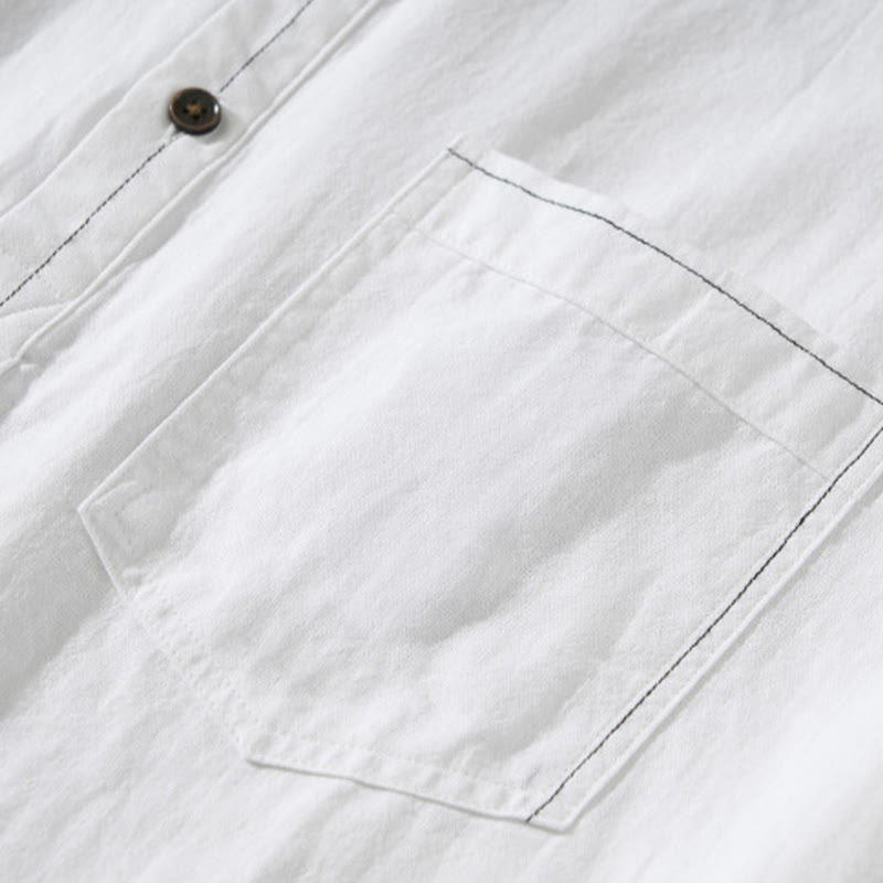 Camisa de algodón de manga corta con botones y estampado de Buddha Stones para hombre, de verano, lisa - image 20