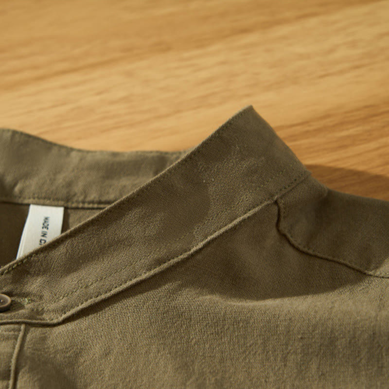 Camisa de algodón de manga corta con botones y estampado de Buddha Stones para hombre, de verano, lisa - image 32