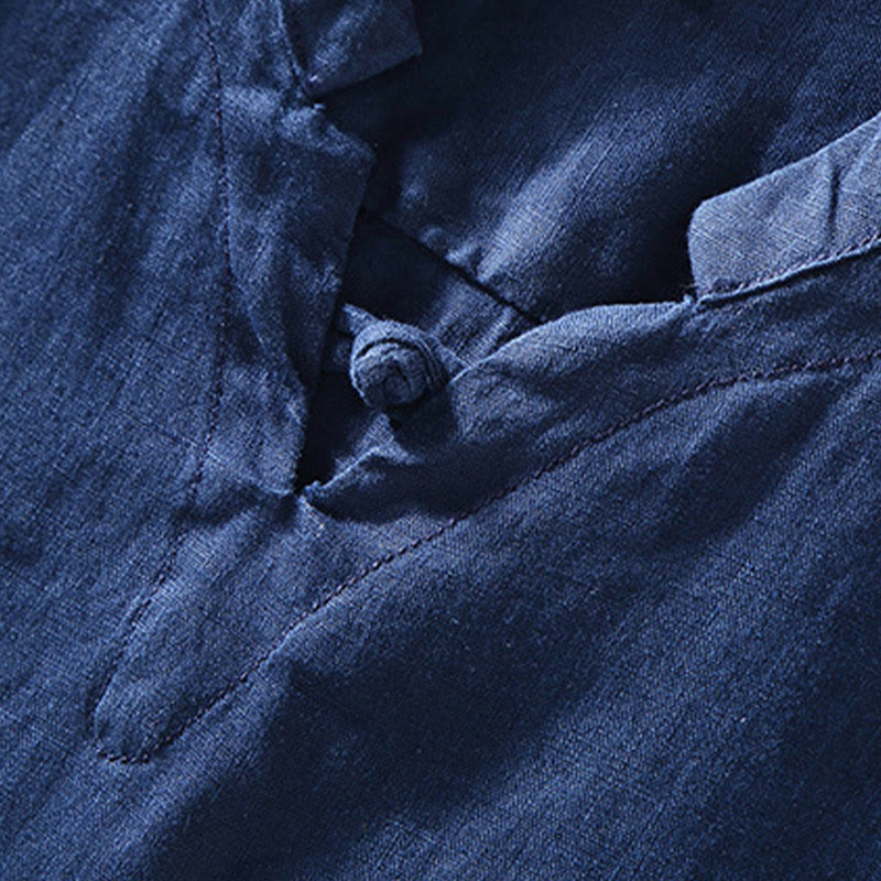 Camisa de lino de manga corta para hombre con diseño sólido de verano Buddha Stones - image 3
