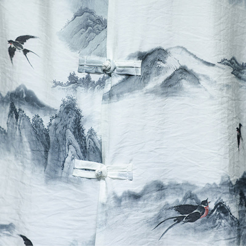 Camisa de lino y algodón de manga corta para hombre, traje Tang chino con Buddha Stones - image 13