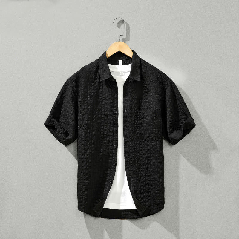 Camisa de manga corta de tencel con botones y diseño transpirable de Buddha Stones para hombre, de verano - Negro - US/UK/AU42, EU52 (3XL) - image 20