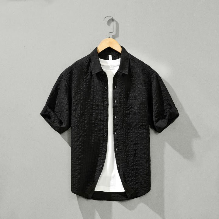 Camisa de manga corta de tencel con botones y diseño transpirable de Buddha Stones para hombre, de verano - Negro - US/UK/AU42, EU52 (3XL) - image 20