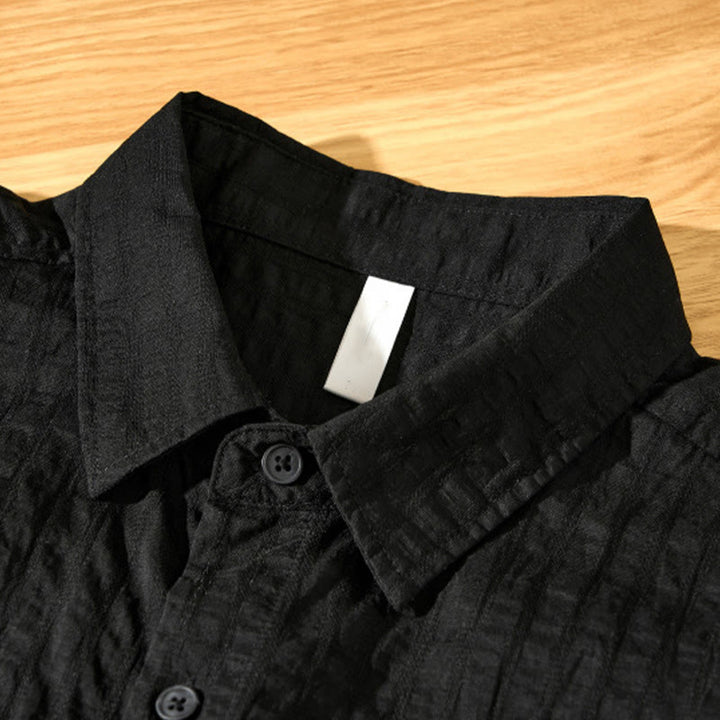 Camisa de manga corta de tencel con botones y diseño transpirable de Buddha Stones para hombre, de verano - image 21