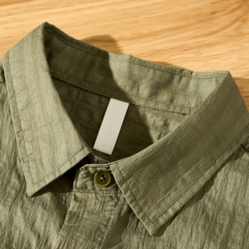 Camisa de manga corta de tencel con botones y diseño transpirable de Buddha Stones para hombre, de verano - image 5