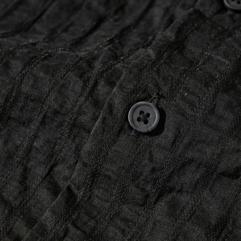 Camisa de manga corta de tencel con botones y diseño transpirable de Buddha Stones para hombre, de verano - image 24