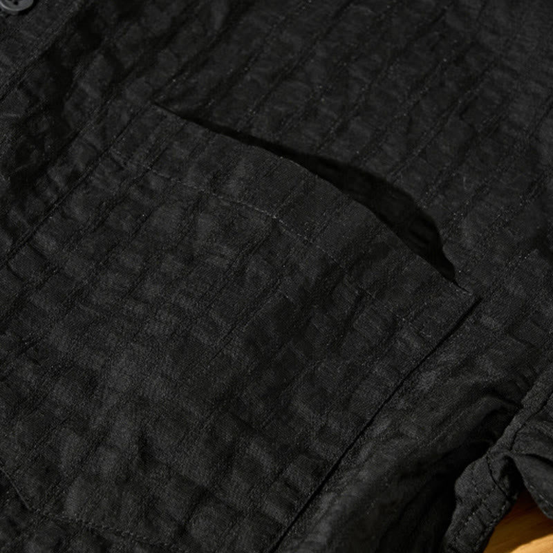 Camisa de manga corta de tencel con botones y diseño transpirable de Buddha Stones para hombre, de verano - image 26