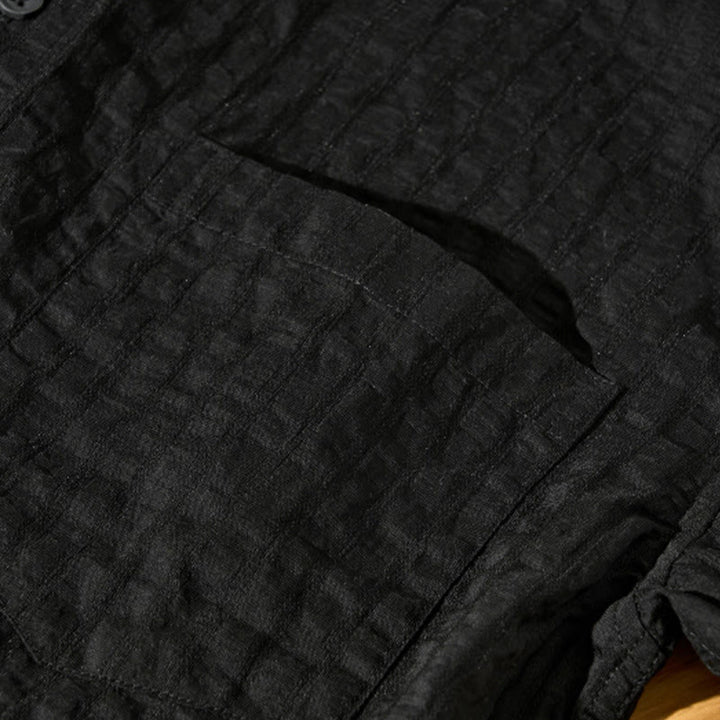 Camisa de manga corta de tencel con botones y diseño transpirable de Buddha Stones para hombre, de verano - image 26