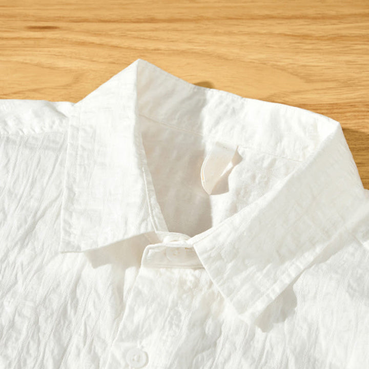 Camisa de manga corta de tencel con botones y diseño transpirable de Buddha Stones para hombre, de verano - image 14