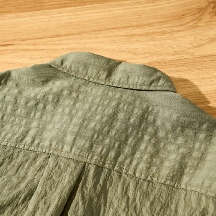 Camisa de manga corta de tencel con botones y diseño transpirable de Buddha Stones para hombre, de verano - image 6