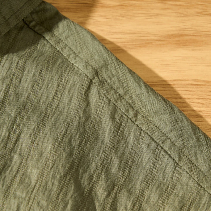 Camisa de manga corta de tencel con botones y diseño transpirable de Buddha Stones para hombre, de verano - image 7