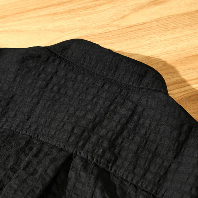 Camisa de manga corta de tencel con botones y diseño transpirable de Buddha Stones para hombre, de verano - image 22