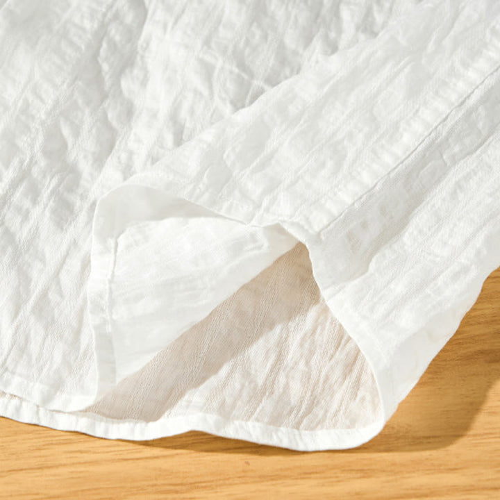 Camisa de manga corta de tencel con botones y diseño transpirable de Buddha Stones para hombre, de verano - image 19