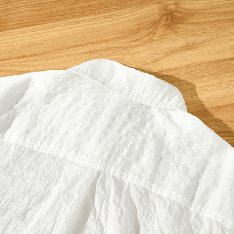 Camisa de manga corta de tencel con botones y diseño transpirable de Buddha Stones para hombre, de verano - image 15