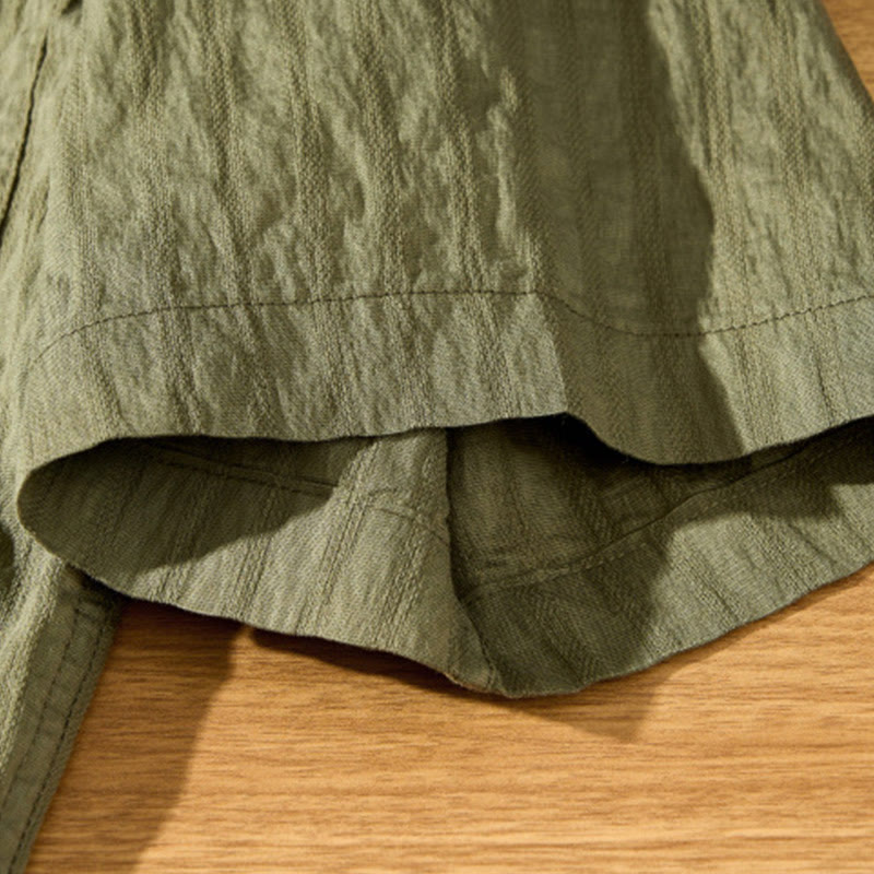 Camisa de manga corta de tencel con botones y diseño transpirable de Buddha Stones para hombre, de verano - image 9