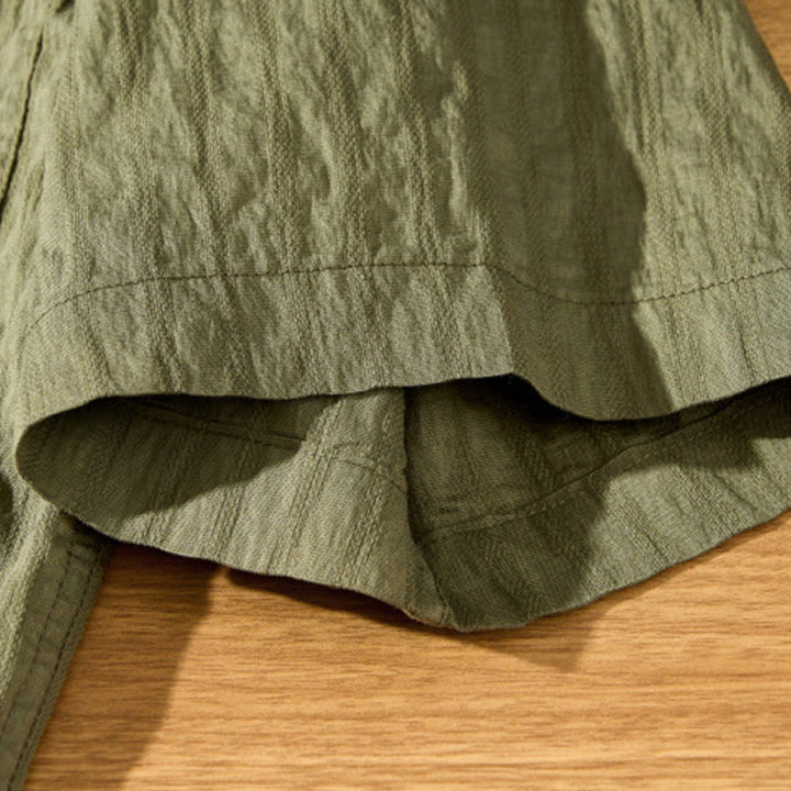 Camisa de manga corta de tencel con botones y diseño transpirable de Buddha Stones para hombre, de verano - image 9