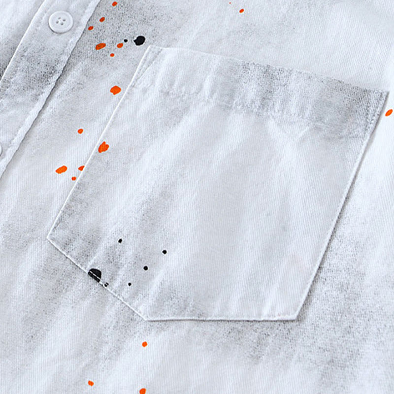 Camisa de algodón de manga corta con botones para hombre, con estampado de tinta de verano y Buddha Stones - image 13