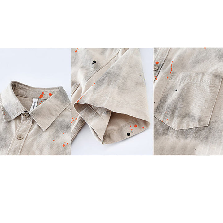 Camisa de algodón de manga corta con botones para hombre, con estampado de tinta de verano y Buddha Stones - image 9