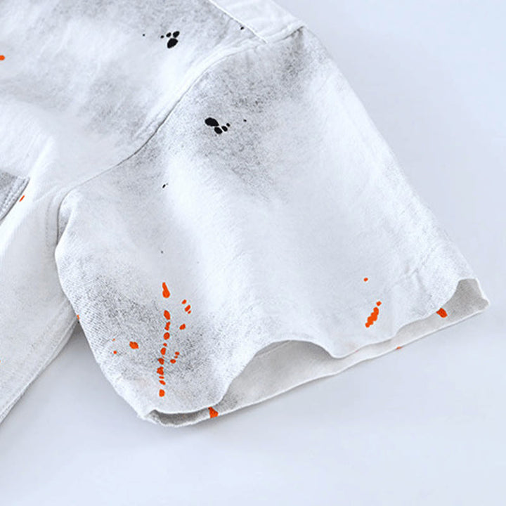 Camisa de algodón de manga corta con botones para hombre, con estampado de tinta de verano y Buddha Stones - image 15