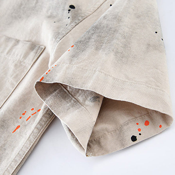 Camisa de algodón de manga corta con botones para hombre, con estampado de tinta de verano y Buddha Stones - image 6