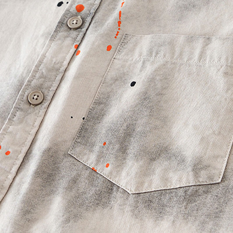 Camisa de algodón de manga corta con botones para hombre, con estampado de tinta de verano y Buddha Stones - image 4