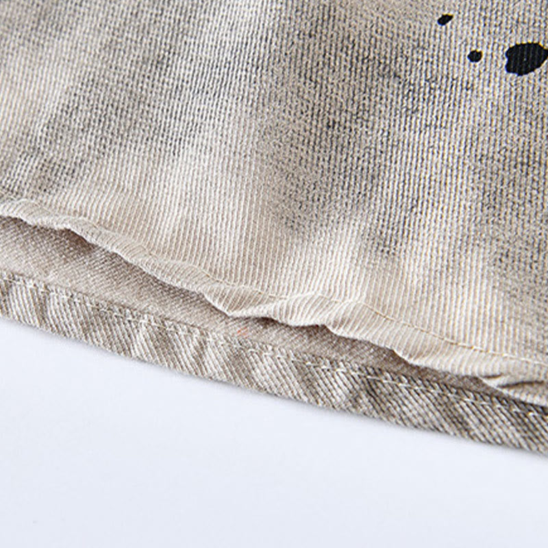 Camisa de algodón de manga corta con botones para hombre, con estampado de tinta de verano y Buddha Stones - image 8