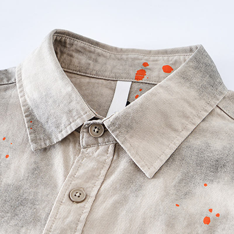 Camisa de algodón de manga corta con botones para hombre, con estampado de tinta de verano y Buddha Stones - image 2