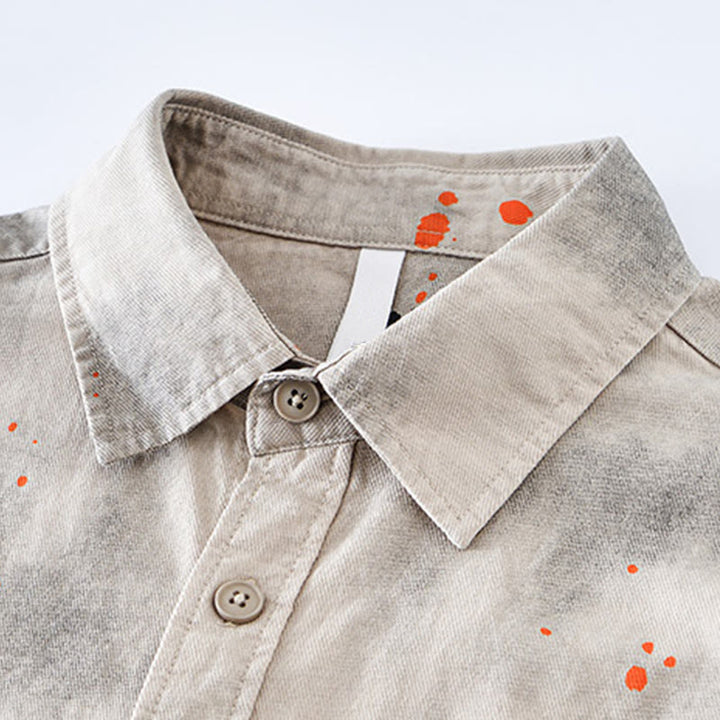 Camisa de algodón de manga corta con botones para hombre, con estampado de tinta de verano y Buddha Stones - image 2